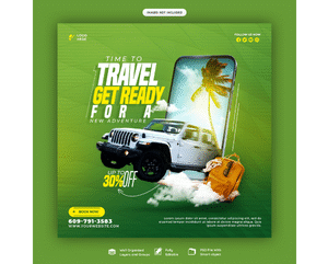 PSD-Travel and tourism instagram post or social media post template