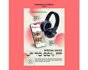 PSD-Geometric sales discount poster template